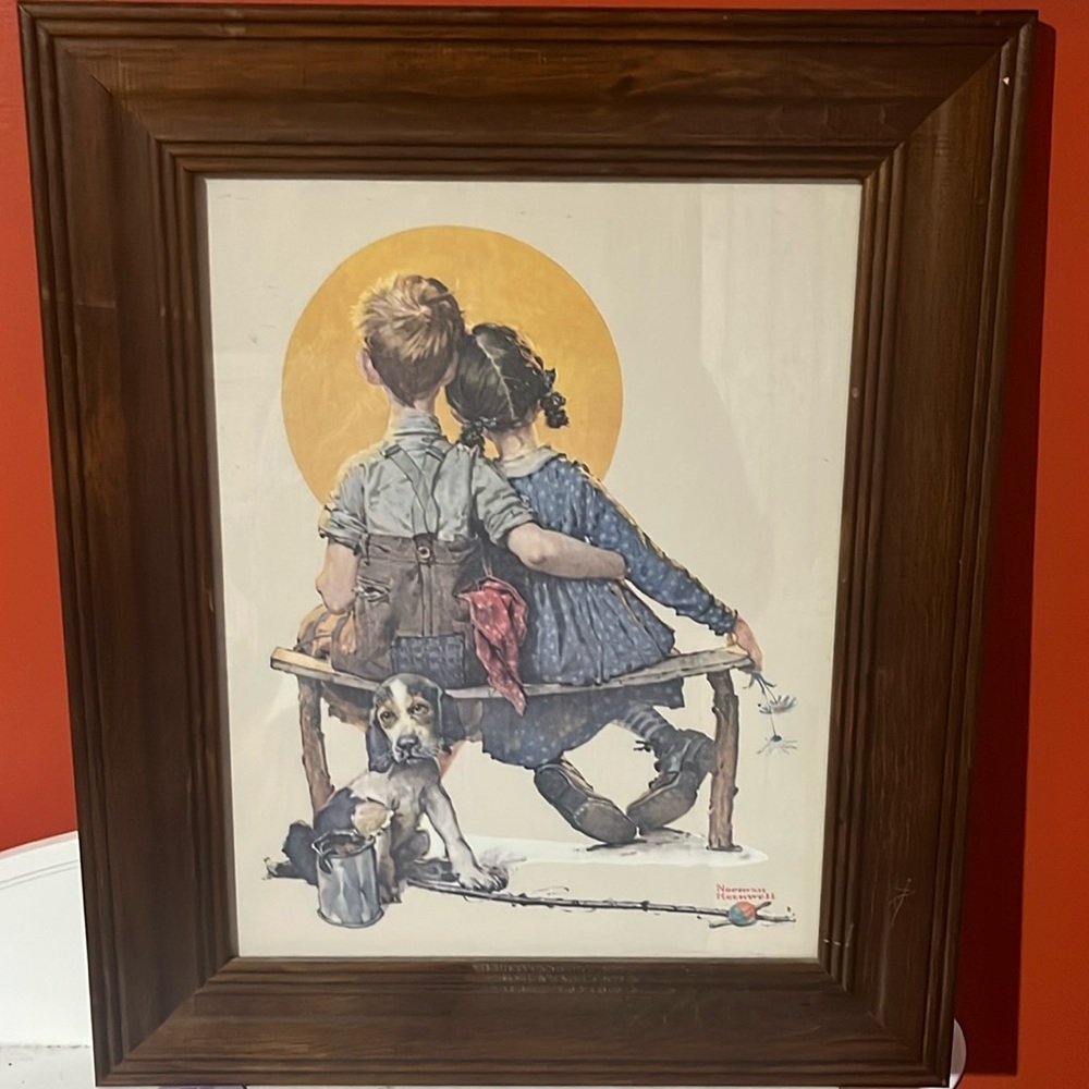 Norman Rockwell Print From 1972 “The Little Spooners”